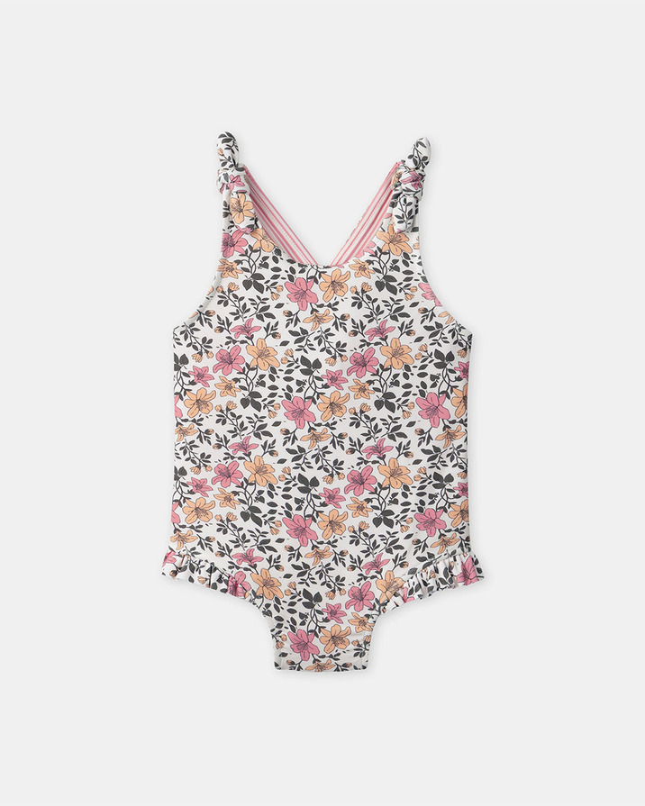 Reversible floral or striped print one-piece swimsuit Pink colour  Sergent Major