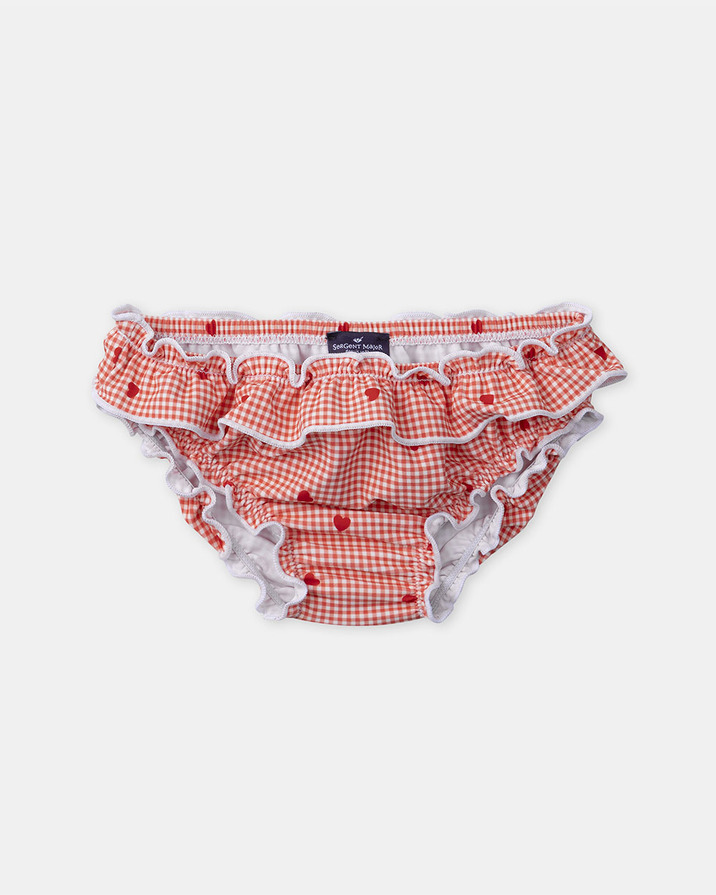 Checks and hearts print swim bottoms Red colour  Sergent Major