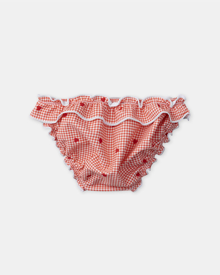 Checks and hearts print swim bottoms Red colour  Sergent Major