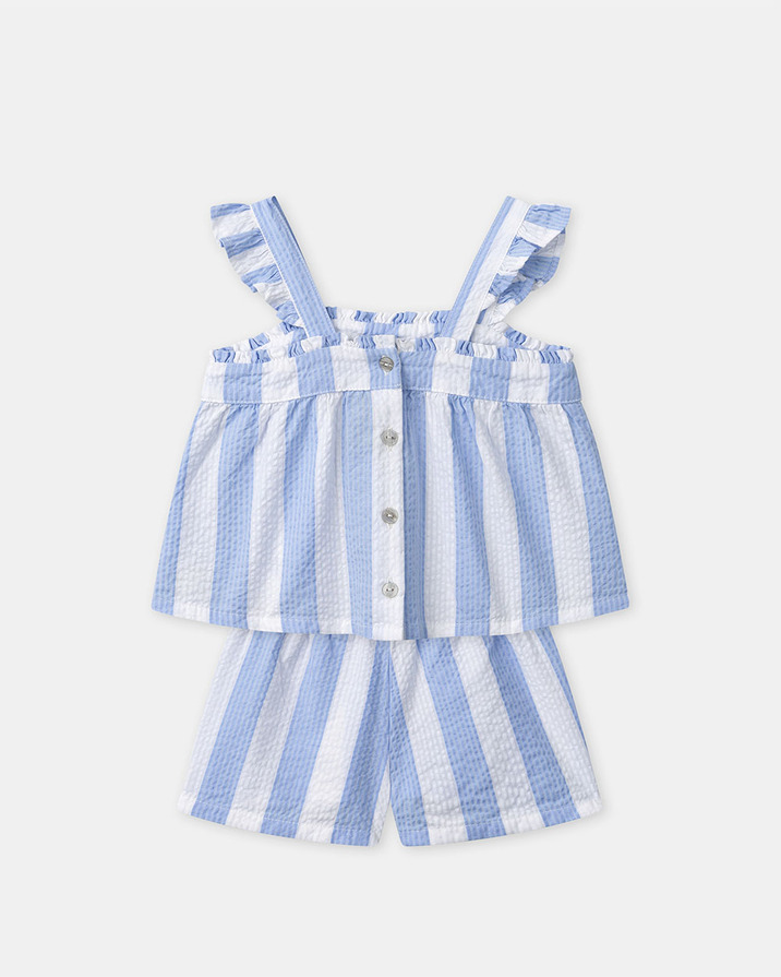 Striped tank top and shorts set Blue colour  Sergent Major
