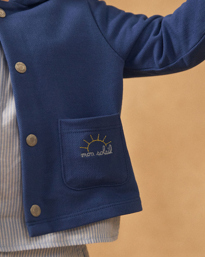Hooded cardigan with pockets Dark blue colour  Sergent Major