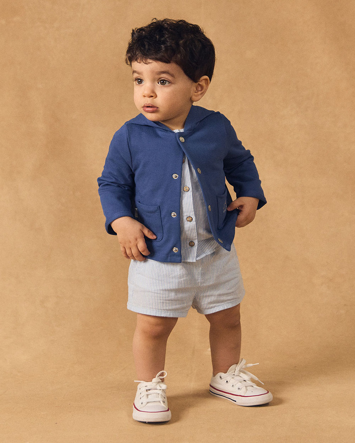 Hooded cardigan with pockets Dark blue colour  Sergent Major
