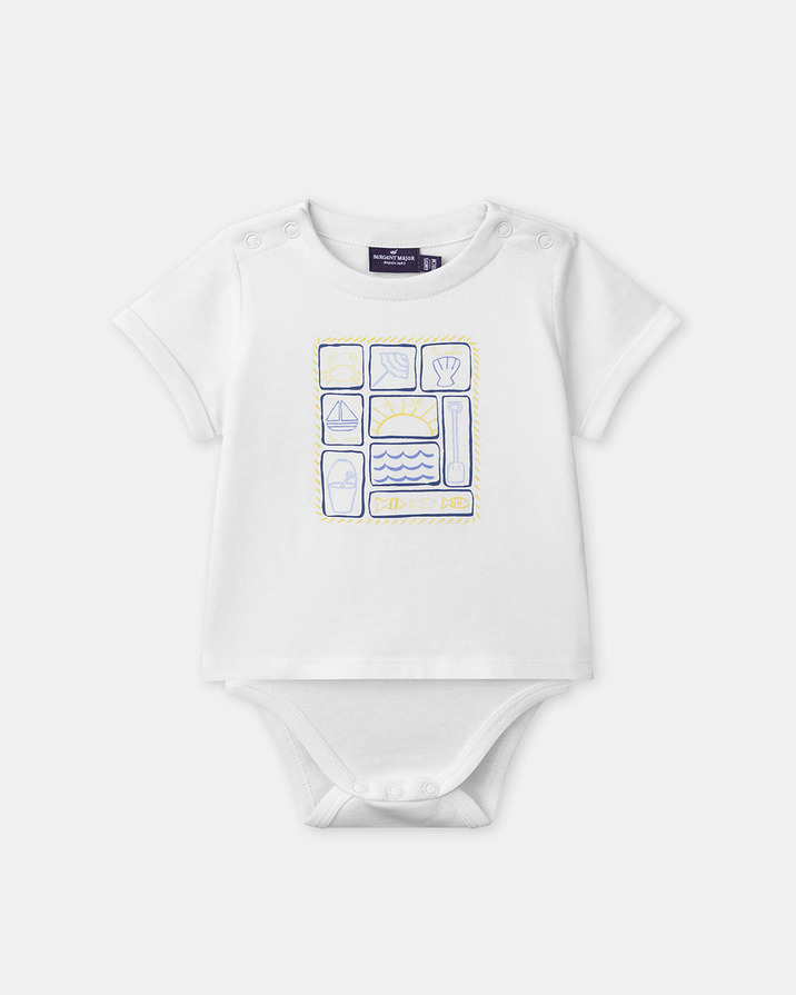 Sea-print T-shirt bodysuit Ecru colour  Sergent Major