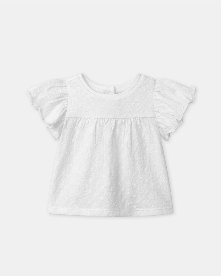 Short-sleeved embroidered blouse Ecru colour  Sergent Major