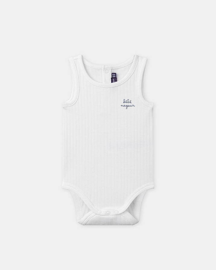 Sleeveless ribbed bodysuit Ecru colour  Sergent Major