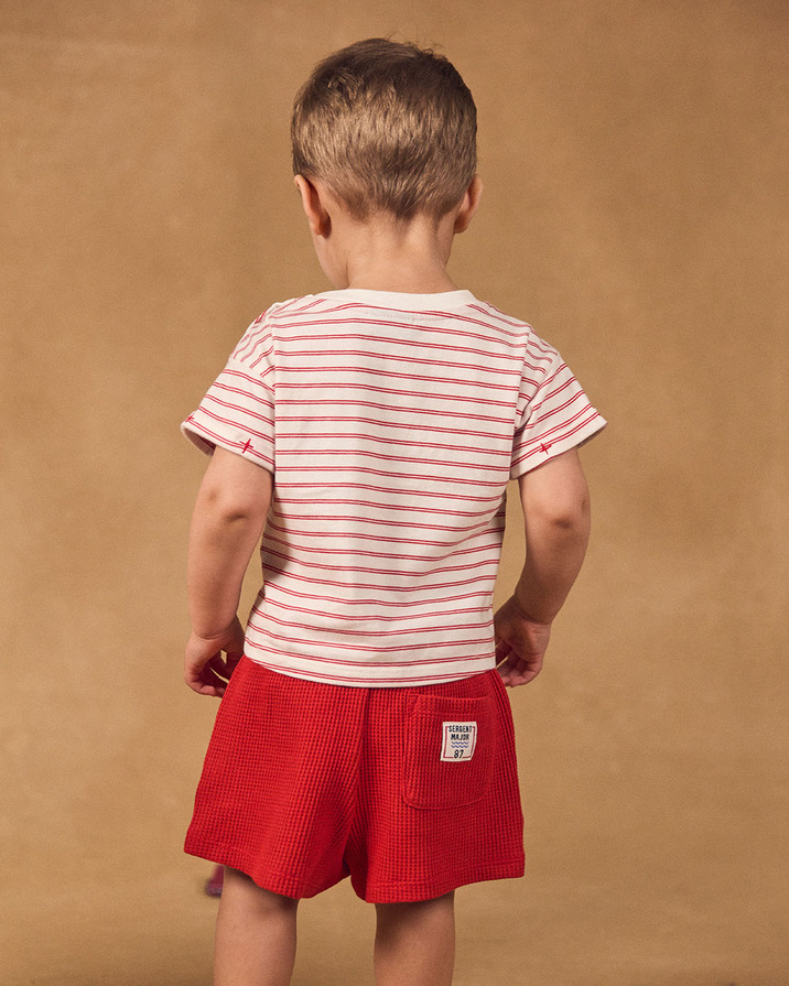 Striped T-shirt and red shorts set Red colour  Sergent Major
