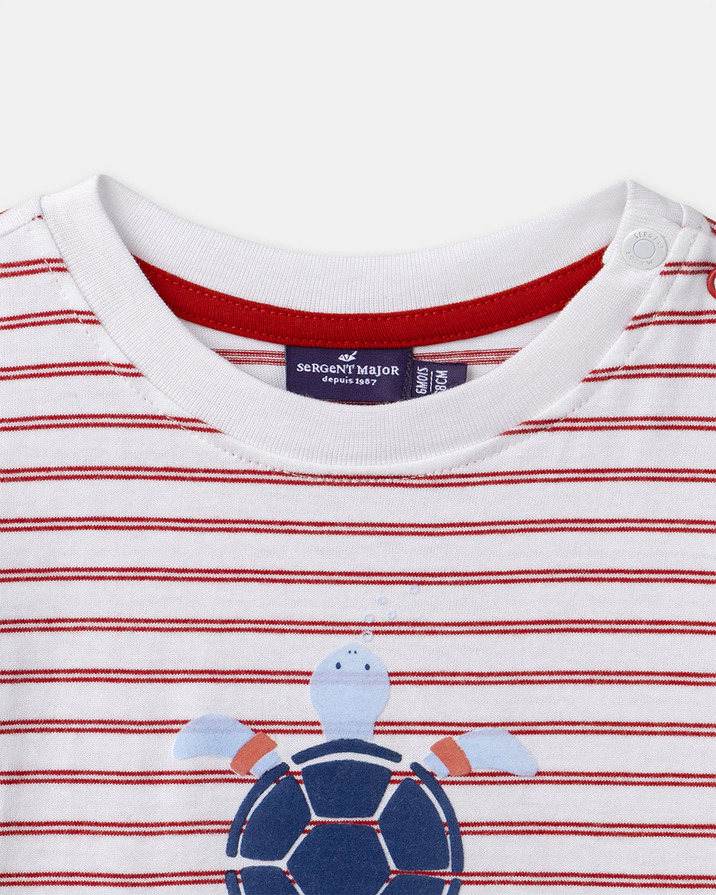 Striped T-shirt and red shorts set Red colour  Sergent Major