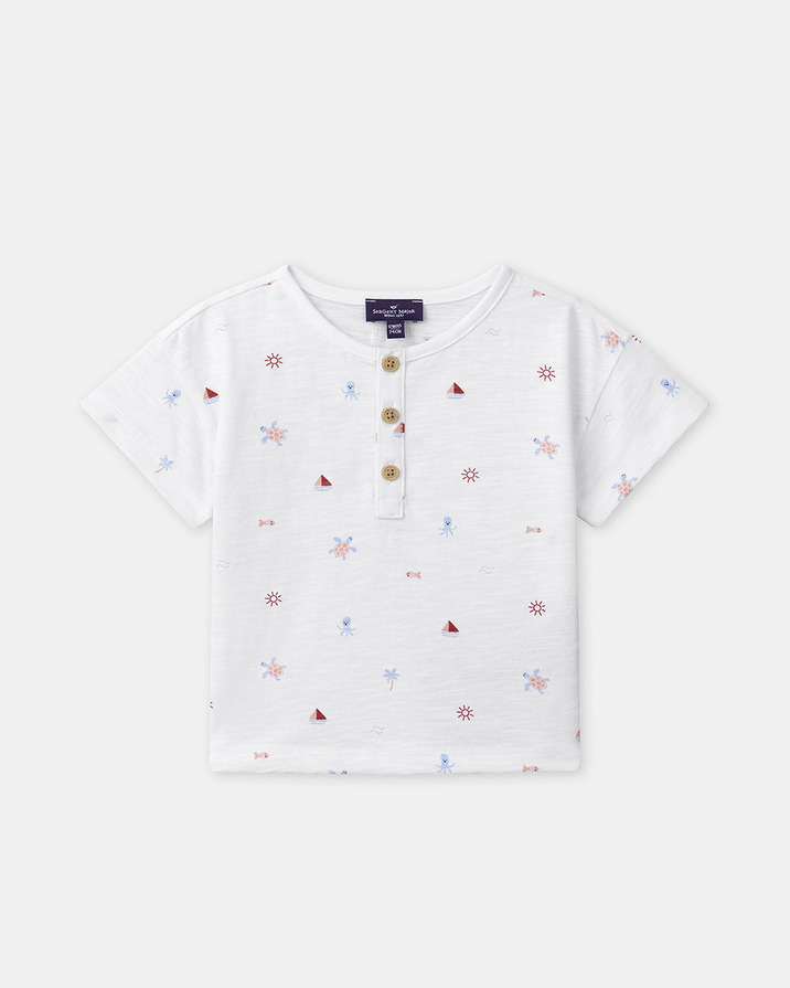 Nautical and animal print T-shirt Ecru colour  Sergent Major