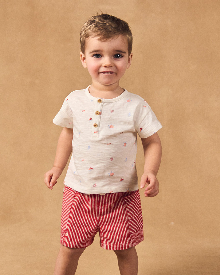 Nautical and animal print T-shirt Ecru colour  Sergent Major