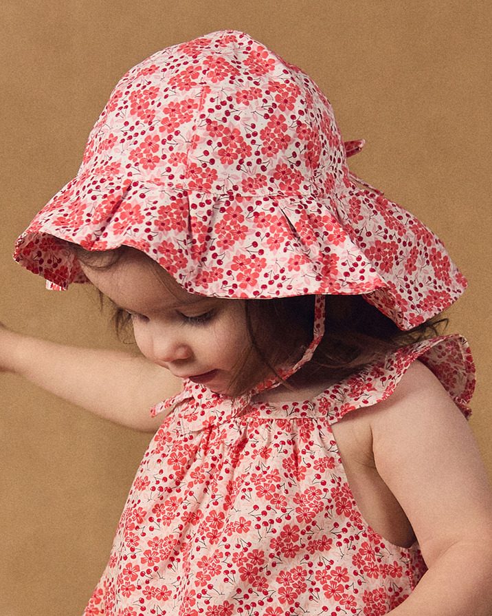 Floral print baby girl sun hat Pink colour  Sergent Major