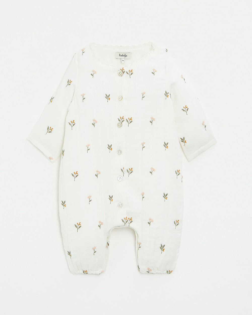 Embroidered cotton gauze jumpsuit Embroidered flowers Natalys