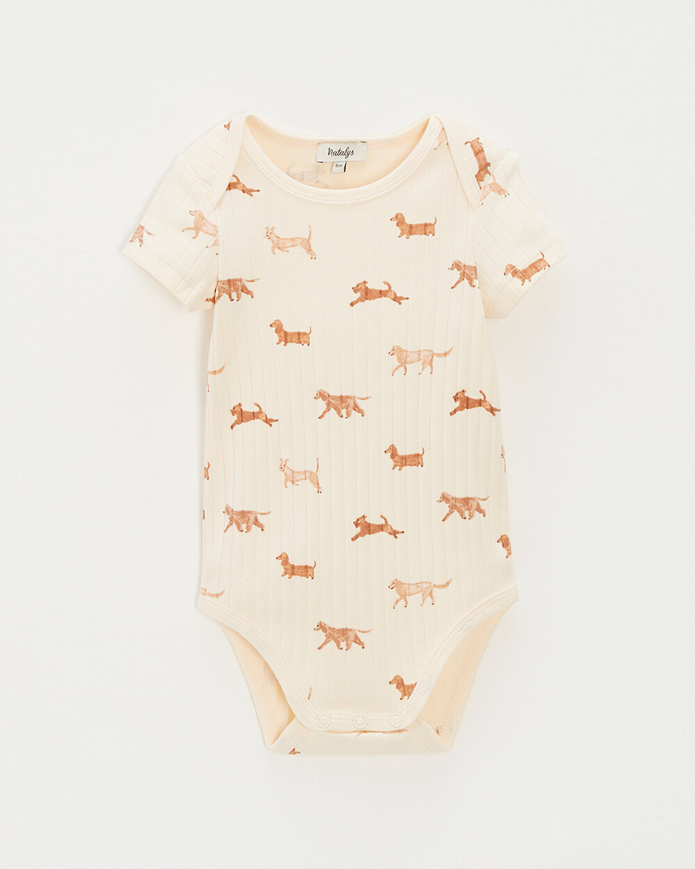 Short-sleeved ribbed bodysuit Dog print  Natalys