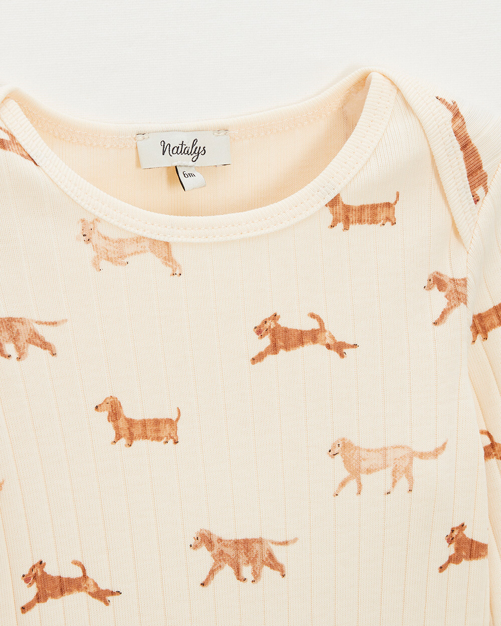 Short-sleeved ribbed bodysuit Dog print  Natalys