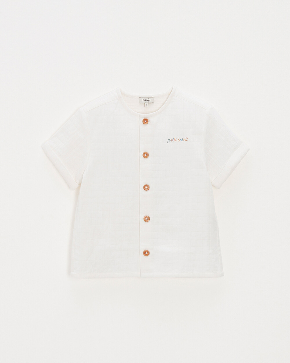 Kid's embroidered short-sleeved shirt Off-white colour  Natalys