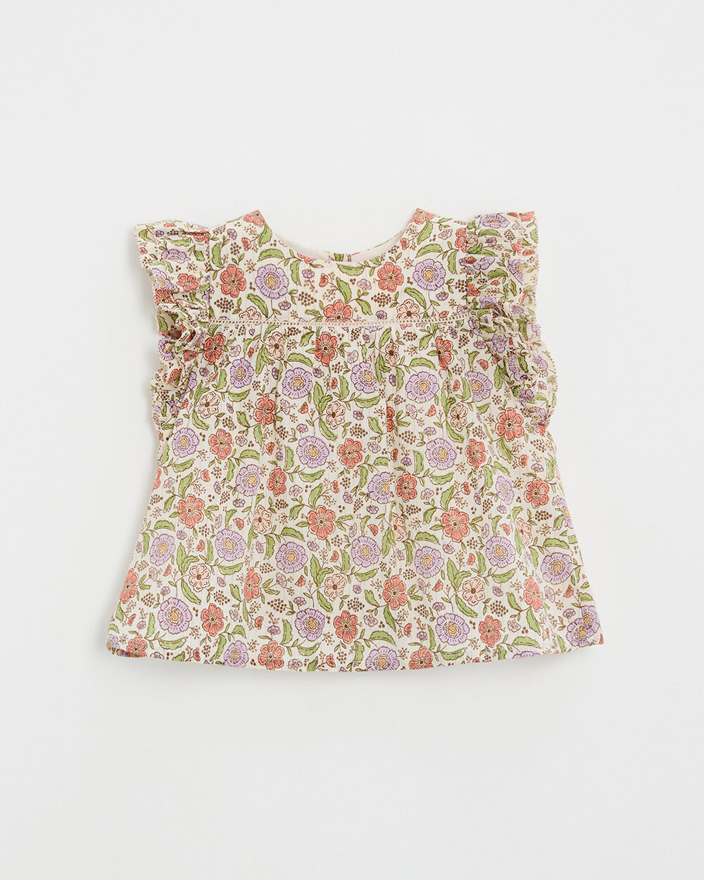 Kid's floral print blouse Lurex stripes  Natalys