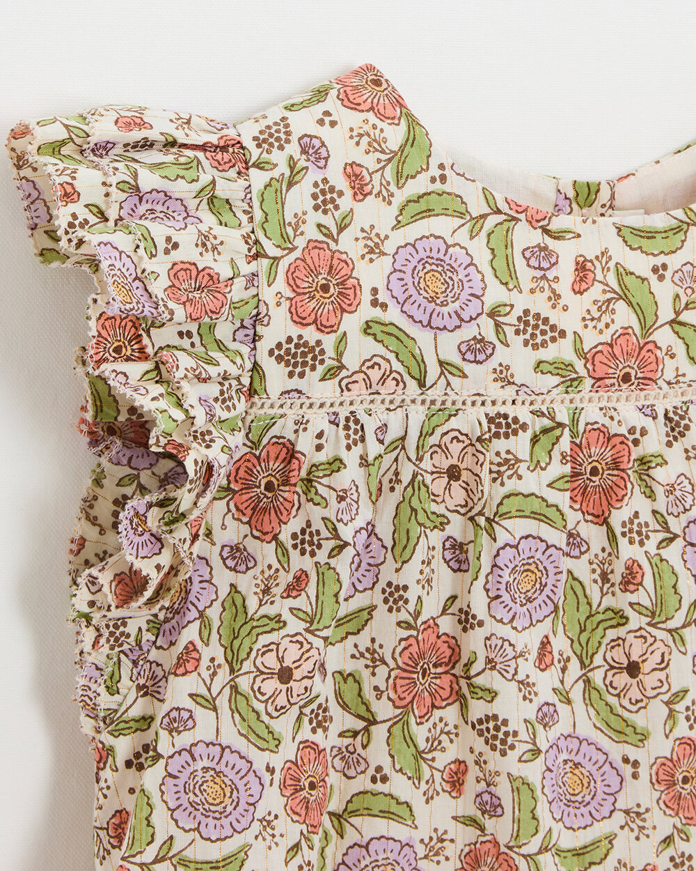 Kid's floral print blouse Lurex stripes  Natalys