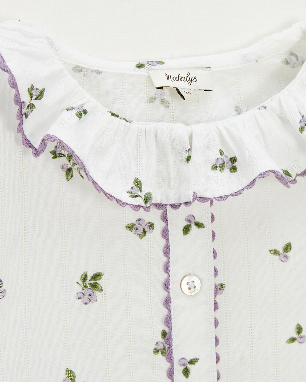 Short-sleeved blouse Blueberry print  Natalys