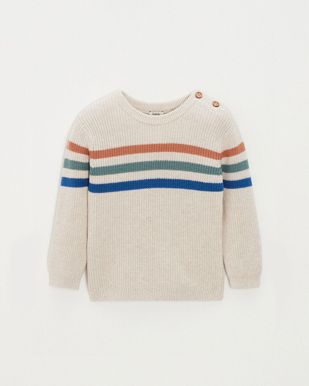 Striped cotton jumper Mottled natural colour Natalys
