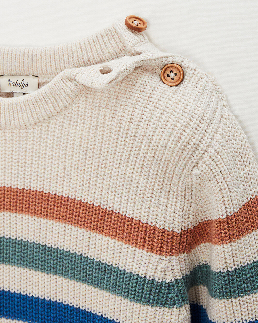 Striped cotton jumper Mottled natural colour Natalys