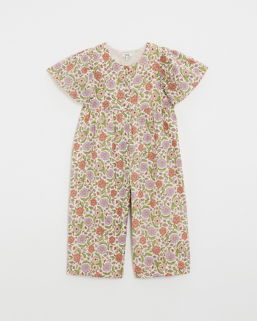 Kid's floral print jumpsuit Lurex stripes Natalys