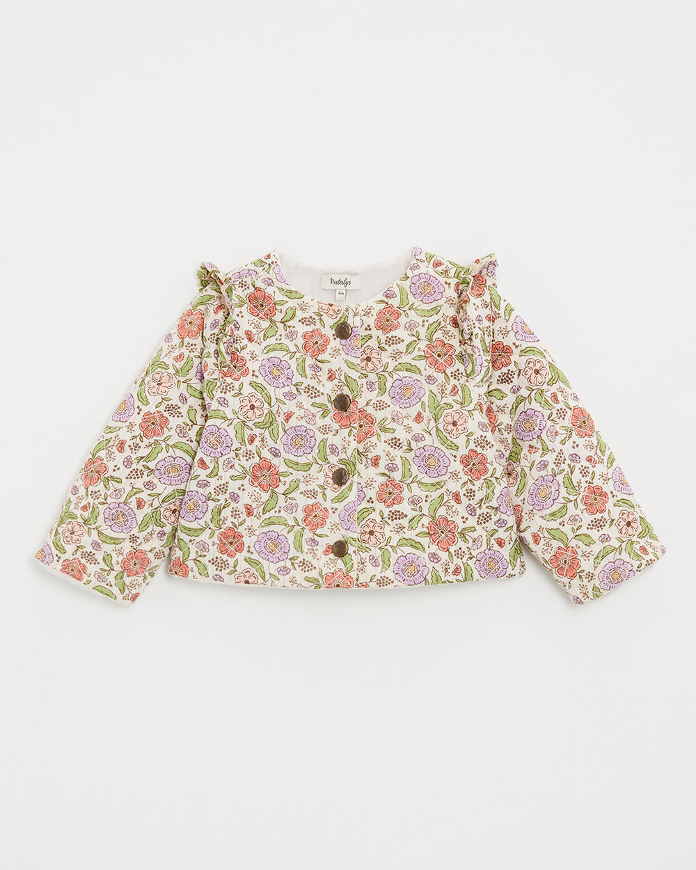 Floral print jacket Lurex stripes Natalys