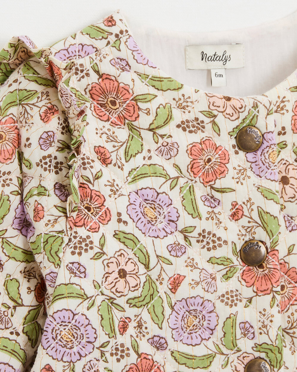 Floral print jacket Lurex stripes Natalys