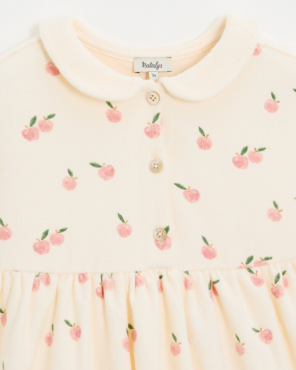 Kid' short-sleeved terrycloth dress Apple print  Natalys