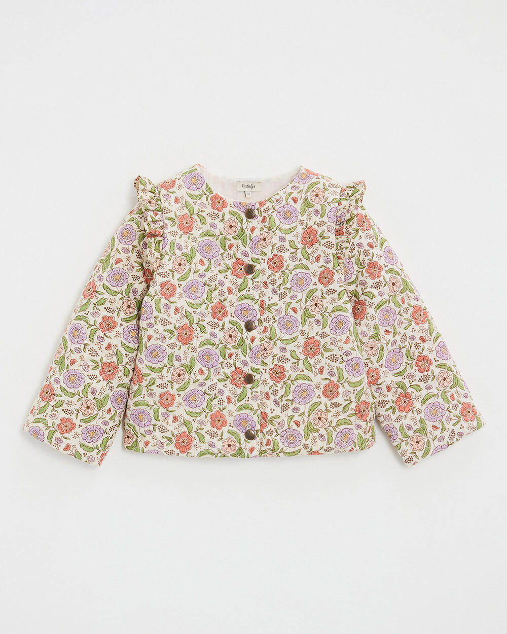 Kid's padded jacket Floral print lurex stripes  Natalys
