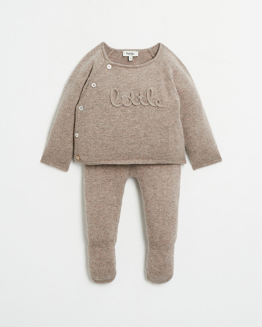 Merino wool knitted set Mottled brown colour  Natalys