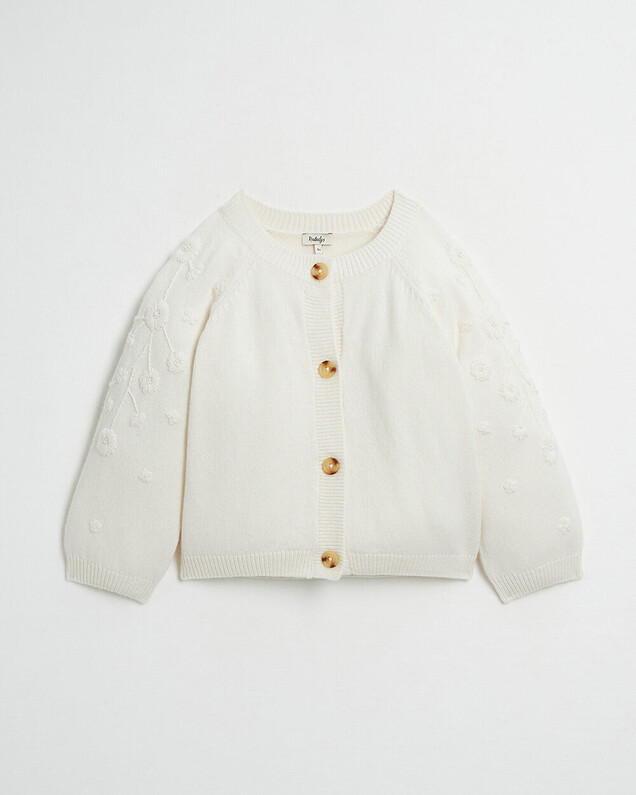 Embroidered knitted cardigan Off-white colour  Natalys