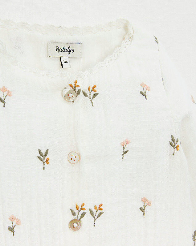 Embroidered cotton gauze jumpsuit Embroidered flowers  Natalys