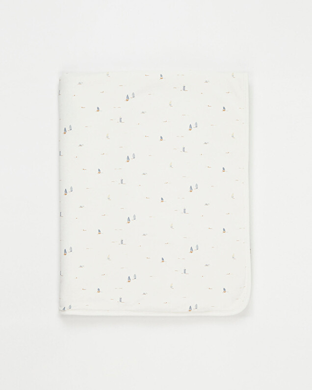 Fur-lined blanket Boat print  Natalys