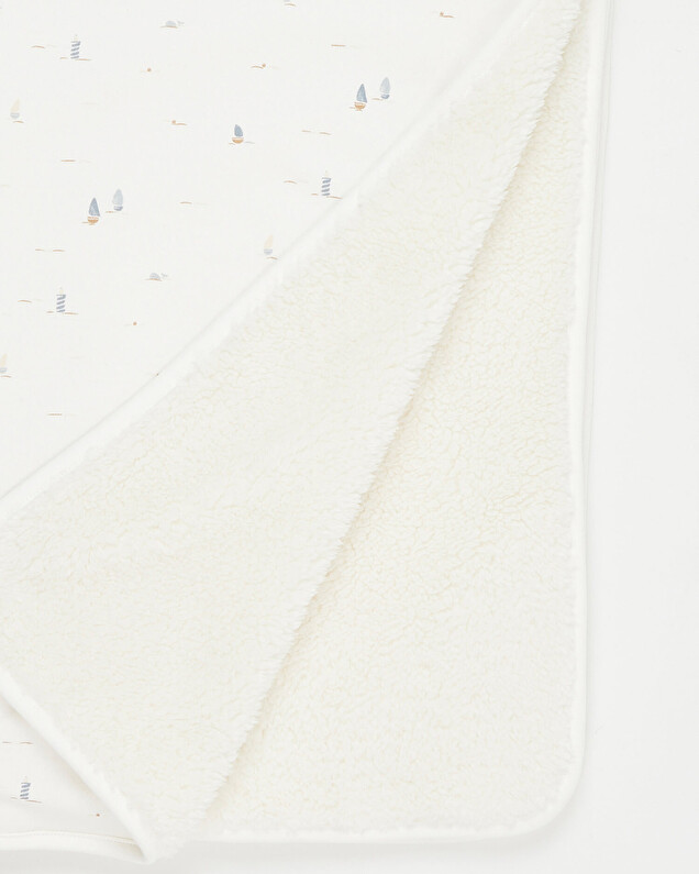 Fur-lined blanket Boat print  Natalys