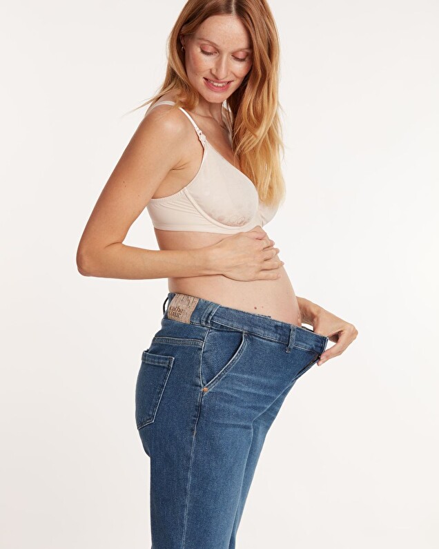 Mom-fit maternity jeans Blue denim  Cache coeur