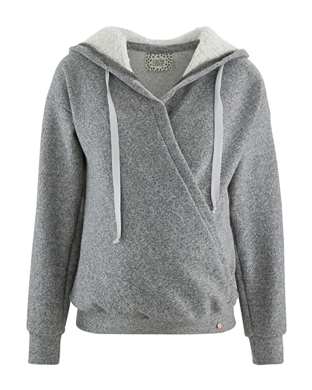 Pregnancy hoodie Grey colour  Cache coeur