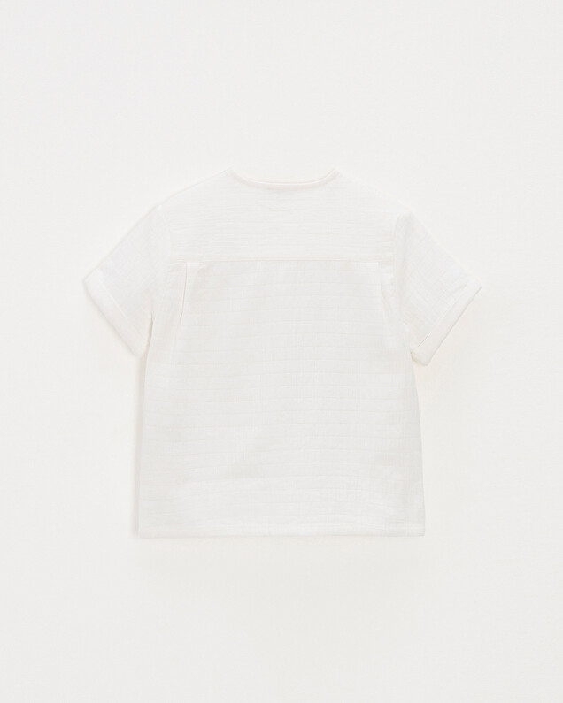 Kid's embroidered short-sleeved shirt Off-white colour  Natalys