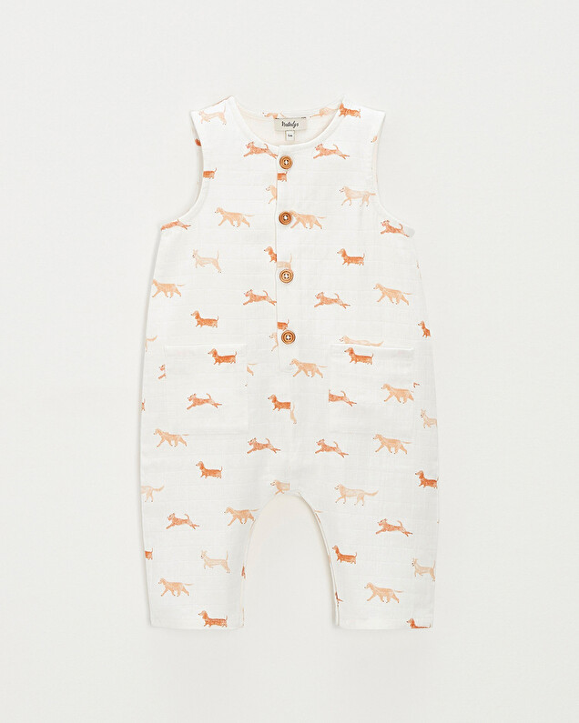 Cotton gauze jumpsuit Dog print  Natalys