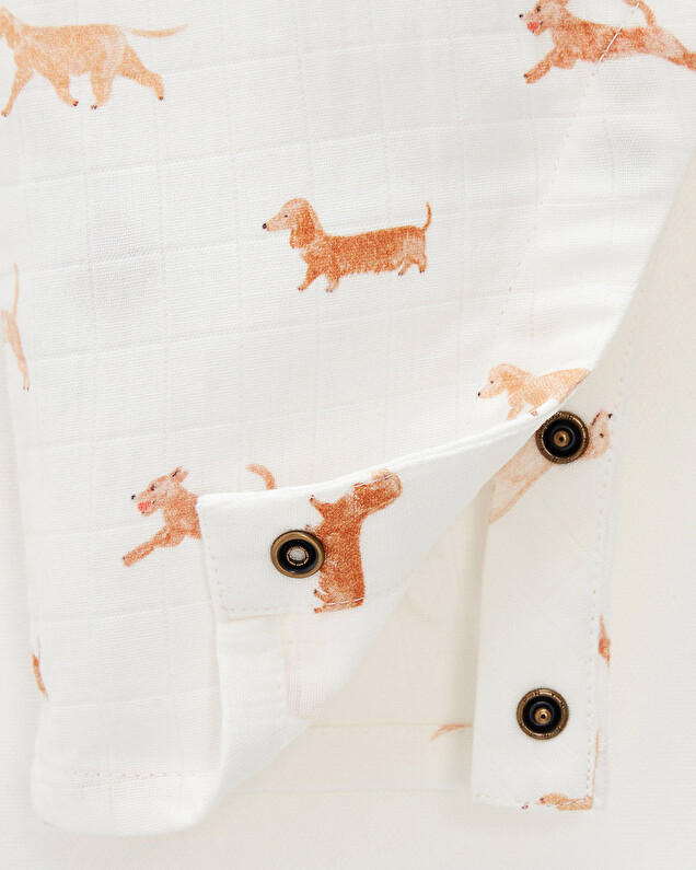 Cotton gauze jumpsuit Dog print  Natalys