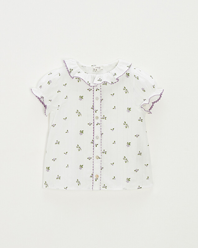 Short-sleeved blouse Blueberry print  Natalys
