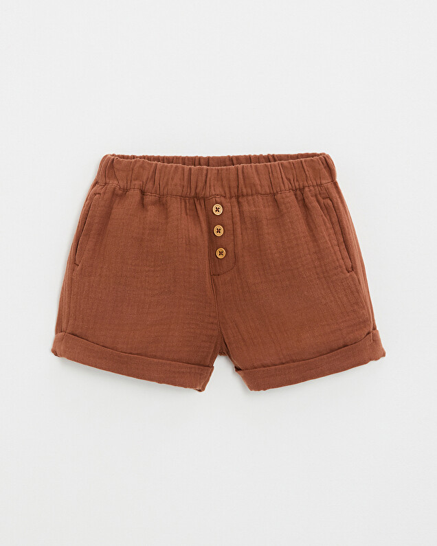 Kid's cotton gauze shorts Rust colour  Natalys