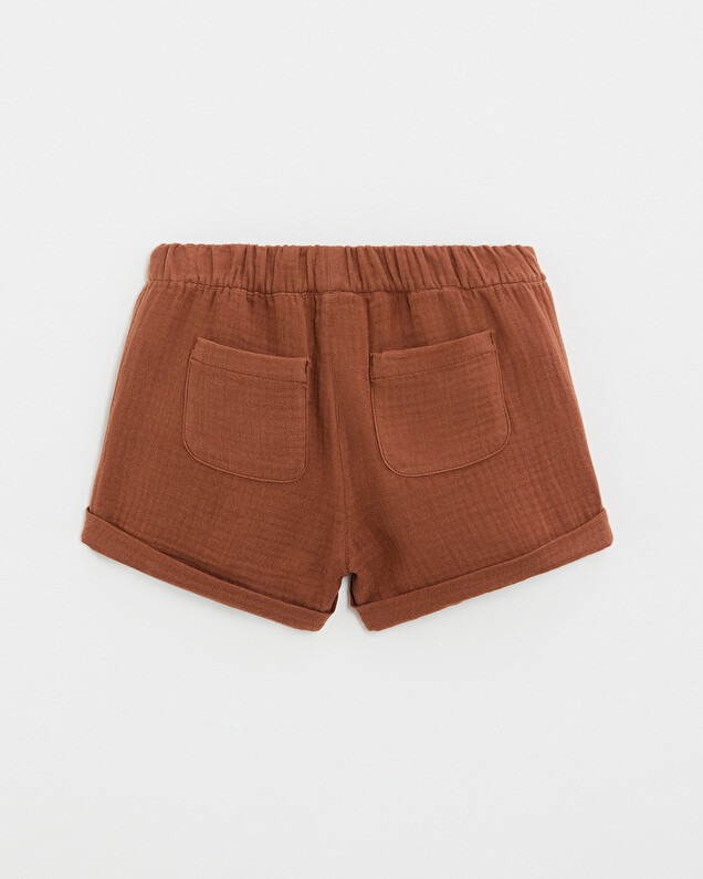Kid's cotton gauze shorts Rust colour  Natalys