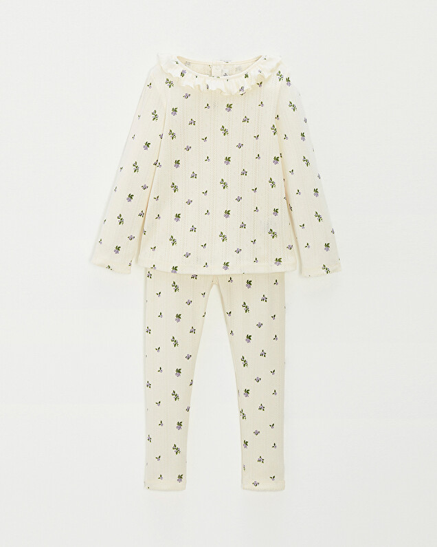 Openwork 2-piece pyjamas Blueberry print  Natalys