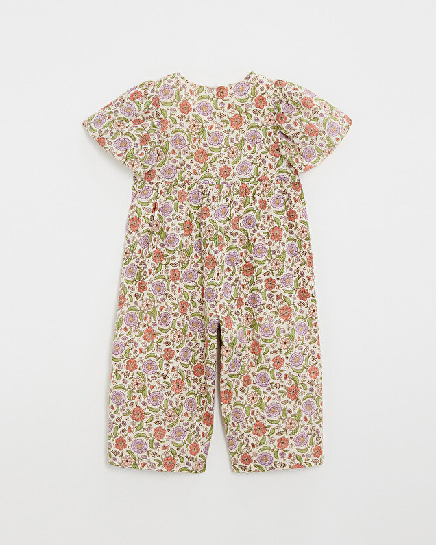 Kid's floral print jumpsuit Lurex stripes  Natalys