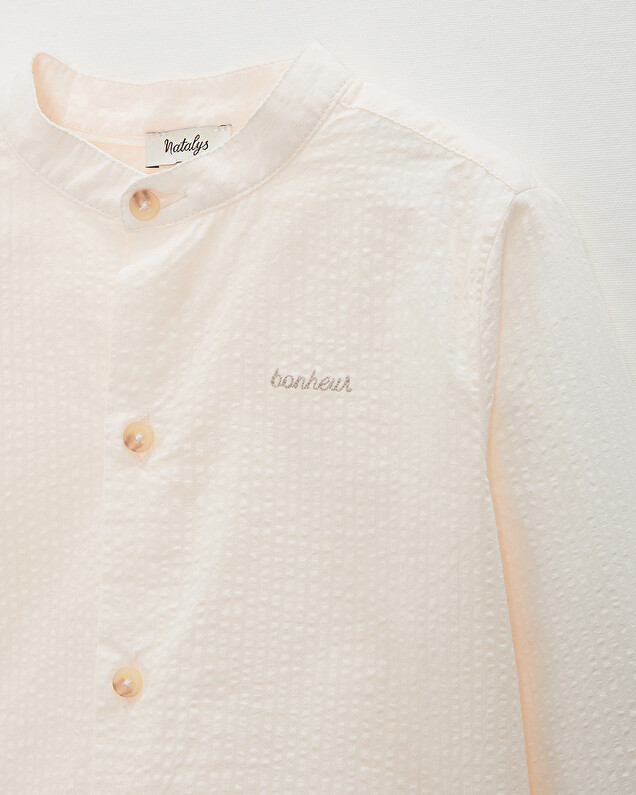 Kid' seersucker shirt Off-white colour  Natalys