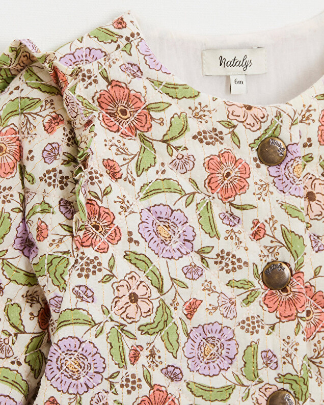 Floral print jacket Lurex stripes  Natalys