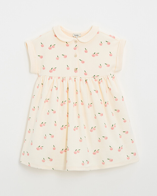 Kid' short-sleeved terrycloth dress Apple print  Natalys