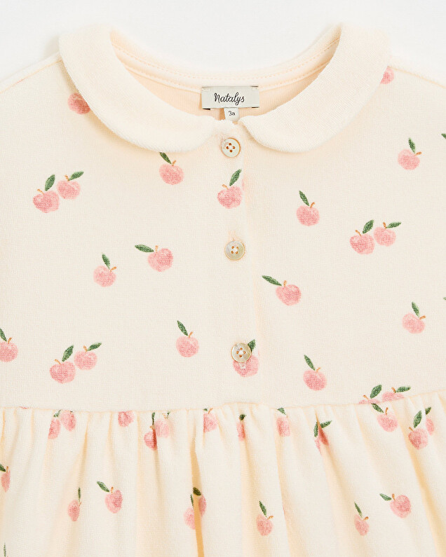 Kid' short-sleeved terrycloth dress Apple print  Natalys