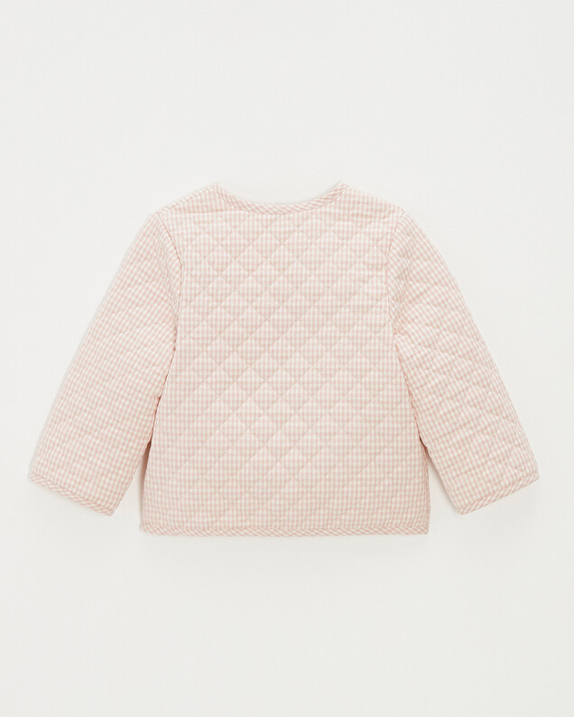 Kid's embroidered gingham jacket Vichy chalk colour  Natalys