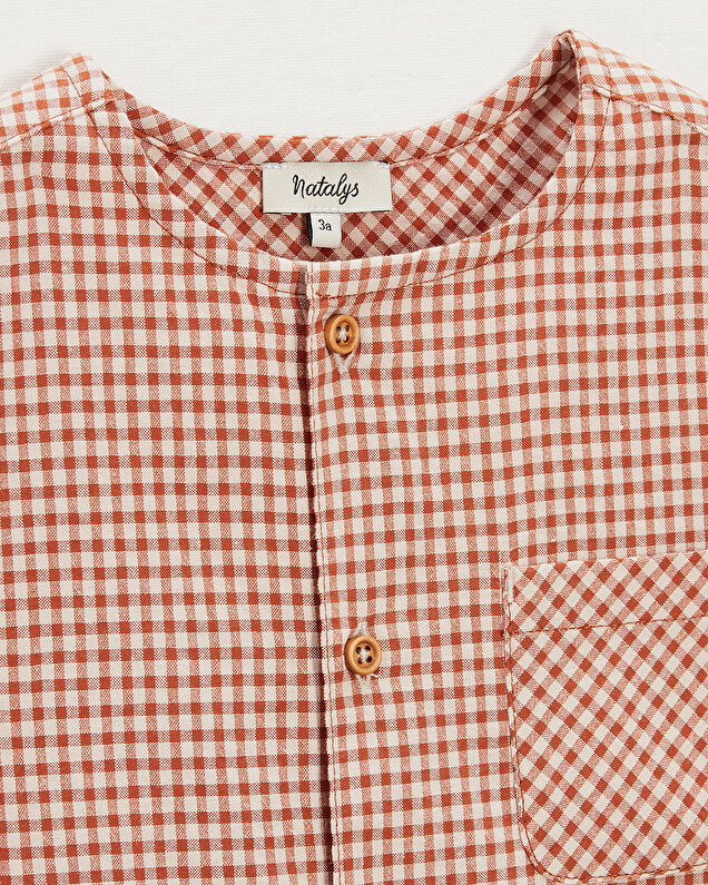 Kid' short-sleeved shirt Vichy light beige colour  Natalys