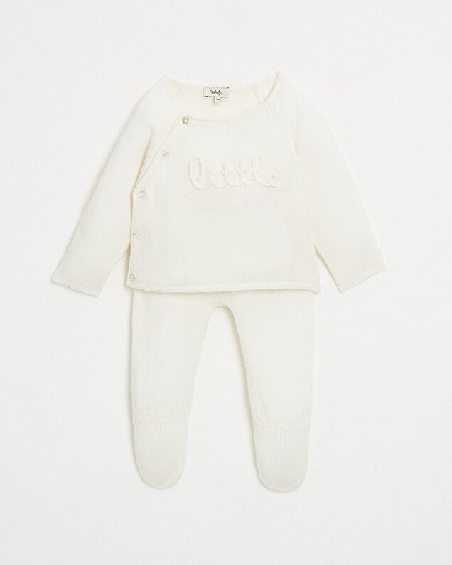 Merino wool knitted set Off-white colour  Natalys